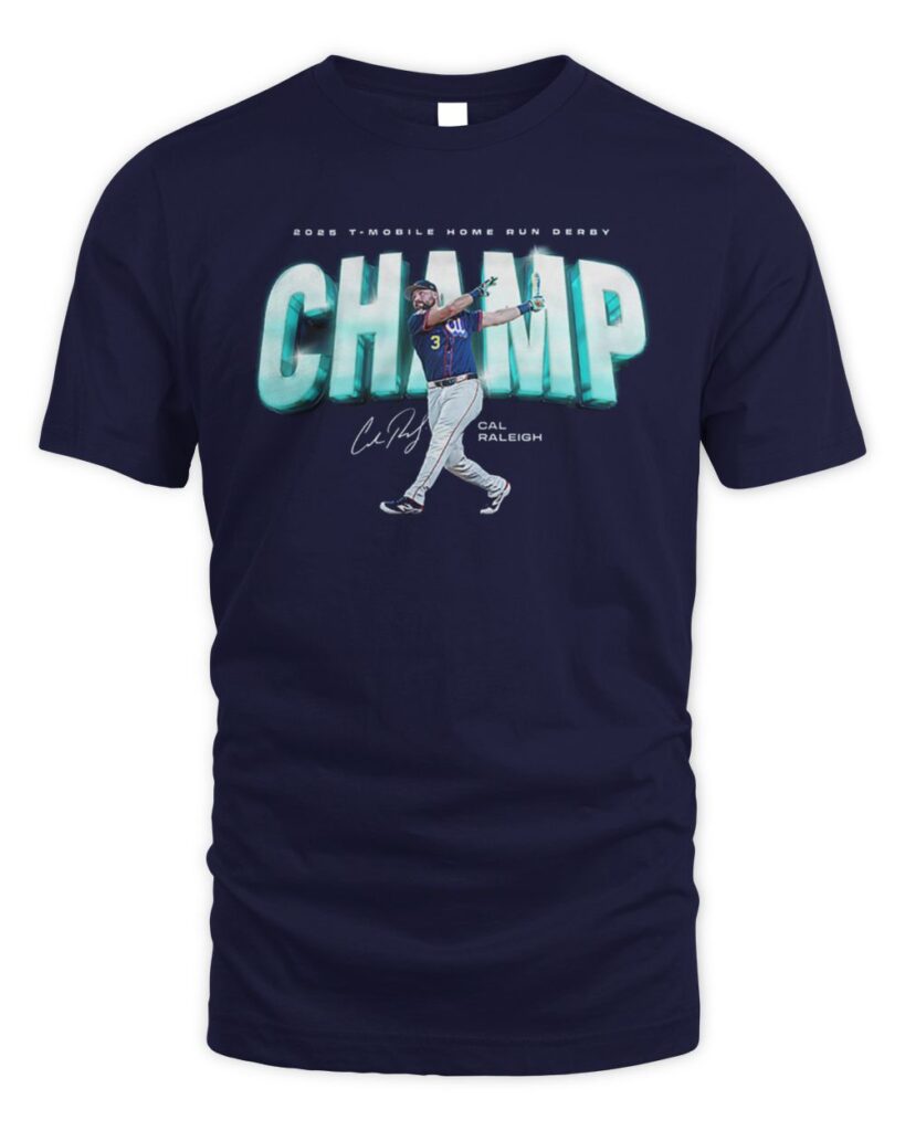 Step up your game and celebrate a momentous achievement with the "Home Run Derby Cal Raleigh Champion 2025 Shirt"! This exclusive shirt is not just a piece of clothing; it’s a statement of pride for fans who witnessed Cal Raleigh's incredible journey to becoming the champion. Crafted from high-quality materials, this shirt ensures comfort while showcasing your unwavering support for one of baseball's brightest stars. Don’t miss out on owning a piece of history—grab your "Home Run Derby Cal Raleigh Champion 2025 T Shirts" today and wear it with pride as you celebrate every home run!