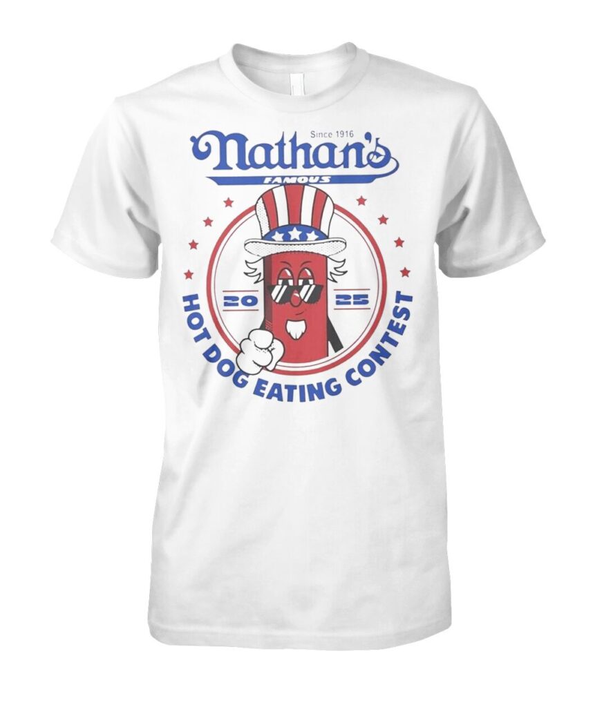 Get ready to celebrate one of the most iconic events in competitive eating history with the "Joey Chestnut Nathan Hot Dog Eating Contest 2025 Shirt"! This shirt isn’t just a piece of clothing; it’s a statement of your passion for one of America’s favorite pastimes. Featuring bold graphics that pay homage to the legendary Joey Chestnut, this shirt captures the spirit and excitement of the annual contest. Don’t miss out on owning a piece of memorabilia that celebrates not just an event but also a cultural phenomenon. Grab your "Joey Chestnut Nathan Hot Dog Eating Contest 2025 T Shirts" today and wear it with pride!