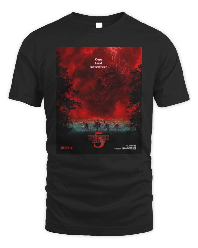 Get ready to elevate your wardrobe with the must-have "Stranger Things Season 5 Shirt"! As fans eagerly anticipate the next chapter of this iconic series, there’s no better way to showcase your love for Hawkins and its supernatural adventures than by sporting this stylish tee. Whether you’re attending a themed party, heading to a convention, or simply wanting to express your enthusiasm for one of Netflix's most beloved series, this shirt is an essential addition to your collection. Don’t miss out on the chance to wear your fandom proudly—grab your "Stranger Things Season 5 T Shirts" today and be part of the excitement as we dive back into the Upside Down!