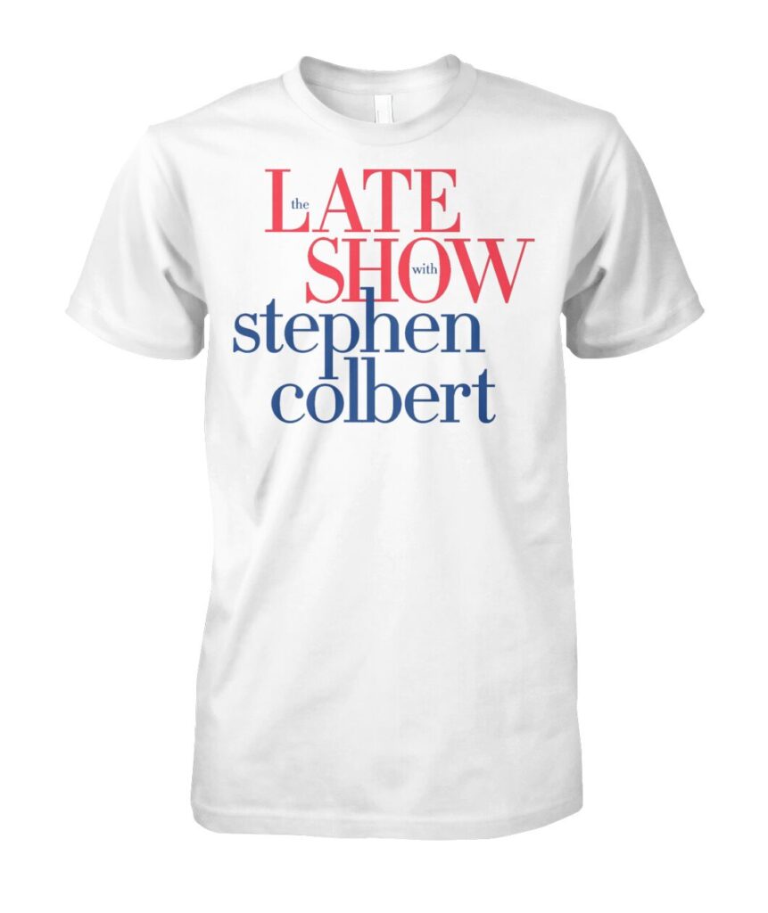 Introducing the must-have wardrobe staple for every late-night television fan: "The Late Show with Stephen Colbert Shirt"! This shirt isn’t just a piece of clothing; it’s a statement of your allegiance to wit, humor, and insightful commentary. Crafted from high-quality materials, this shirt promises both comfort and style, making it perfect for lounging at home while enjoying your favorite episodes or stepping out to catch up with friends. Don’t miss out on the chance to wear your fandom proudly! Grab yours today and join fellow fans in celebrating the brilliance of "The Late Show with Stephen Colbert T Shirts"—because every day deserves a little laughter.