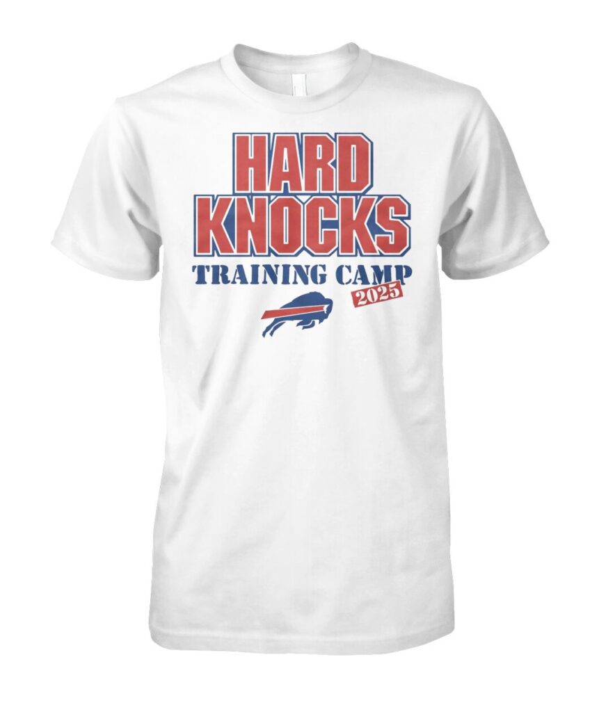 Introducing the "Buffalo Bills Hard Knocks Training Camp 2025 Shirt"—your ultimate gear for showcasing your unwavering support for the team this season! Crafted with premium materials, this shirt offers both comfort and style, making it perfect for game day or casual outings. The eye-catching design features the iconic Buffalo Bills logo prominently displayed, symbolizing your pride in one of the NFL's most storied franchises. Don’t miss out on owning a piece of Buffalo Bills history—grab your Hard Knocks Training Camp 2025 Shirt today and wear it with pride!