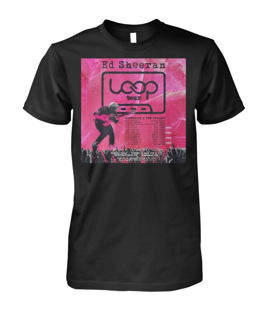 Get ready to elevate your concert experience with the exclusive "Ed Sheeran Loop Tour Australia and New Zealand 2026 Shirt"! This isn't just a piece of merchandise; it's a statement of your passion for music and your support for one of the most iconic artists of our time. Crafted from high-quality, breathable fabric, this shirt ensures comfort whether you're dancing in the front row or enjoying the show from afar. Don't miss out on this opportunity to own a piece of memorabilia that will remind you of an incredible experience long after the last note fades away. Grab your "Ed Sheeran Loop Tour Australia and New Zealand 2026 T Shirts" today and be part of something special!