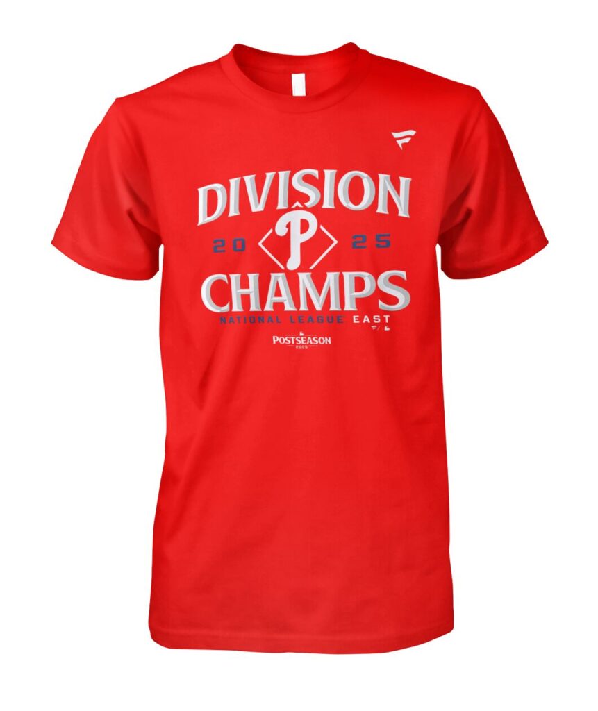 Introducing the must-have apparel for every die-hard Phillies fan: the "Phillies National League East Division Champions 2025 Shirt"! This shirt isn’t just a piece of clothing; it’s a celebration of triumph, camaraderie, and unwavering support for your team. Crafted from premium materials, this shirt promises comfort and durability, making it perfect for game days or casual outings. Don’t miss out on owning this iconic piece of memorabilia. Grab your "Phillies National League East Division Champions 2025 T Shirts" today and wear it with pride as you celebrate an unforgettable season!