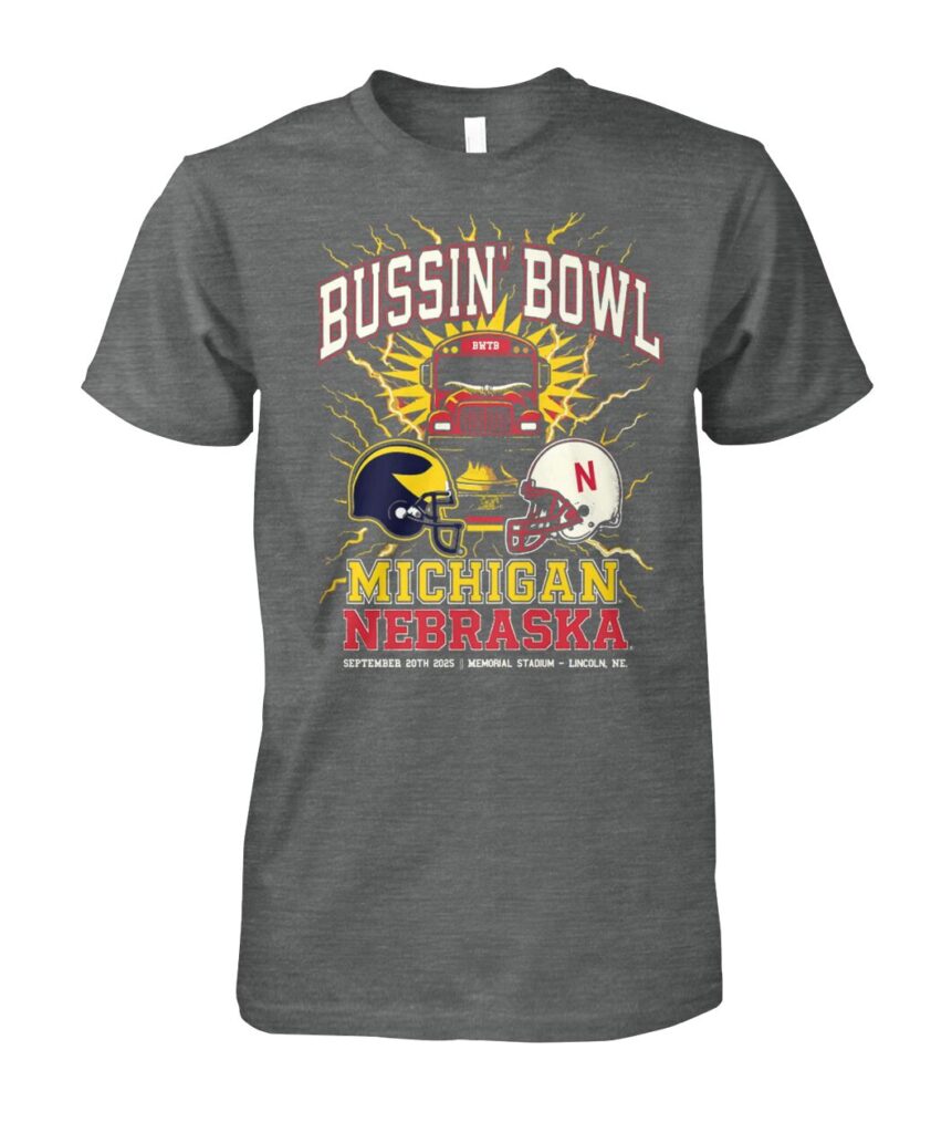 Introducing the 'Bussin Bowl Nebraska vs Michigan Helmet Shirt' – the ultimate way to showcase your team spirit while enjoying comfort and style. This shirt features an eye-catching design that prominently displays the iconic helmets of both teams, making it a must-have for any true college football fan. Crafted from high-quality, breathable fabric, it ensures you stay cool during those intense game day moments. Don't miss out on this opportunity to elevate your game day attire! Grab your "Bussin Bowl Nebraska vs Michigan Helmet T Shirts" today and be ready to celebrate every touchdown in style!